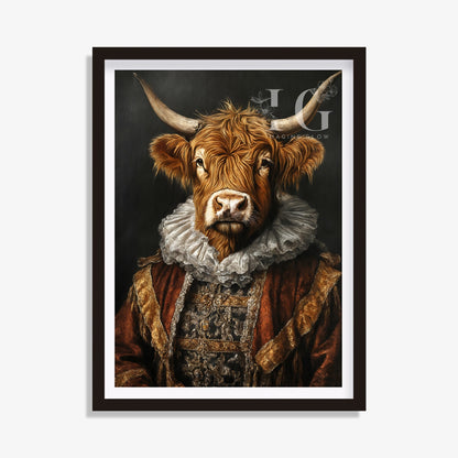 Highland Cow Art - Renaissance Animal Portrait