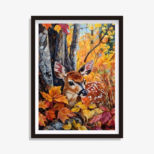 Deer in forest printable featuring a graceful deer in autumn scenery