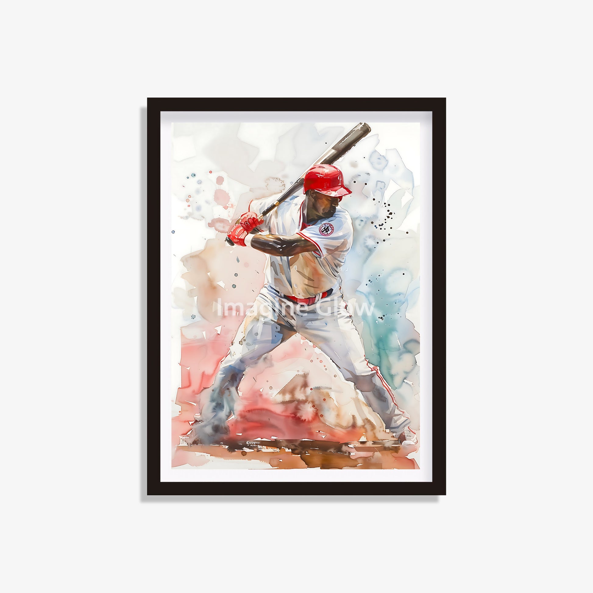 Baseball player printable art in action pose for sports wall decor.