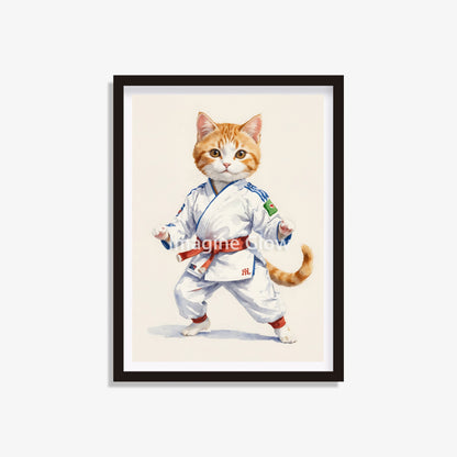 Funny Cat Martial Art decor for playful and unique sport-themed decoration.