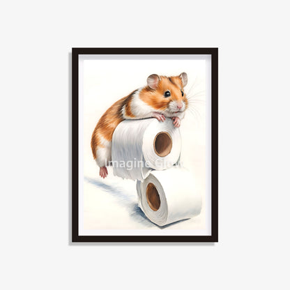 Hamster in the toilet printable with a whimsical, funny design