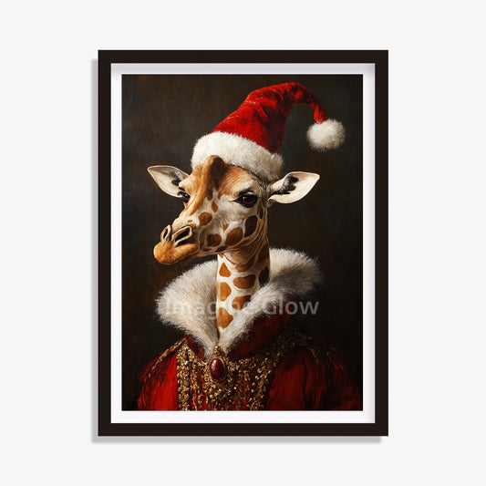 Giraffe Christmas Art - Renaissance Giraffe Portrait