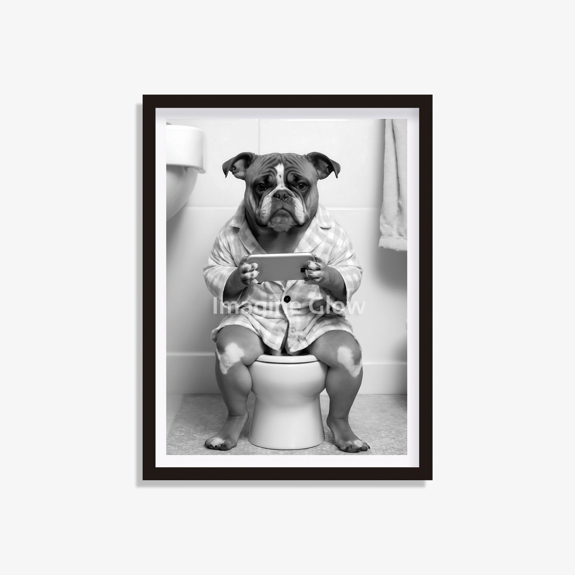 Funny Bulldog design in a toilet, ideal for quirky bathroom decor.