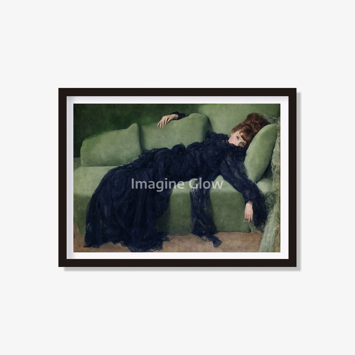 Vintage portrait of a young woman relaxing on a sofa