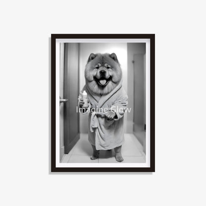 Chow Chow dog in the bathroom printable wall decor.