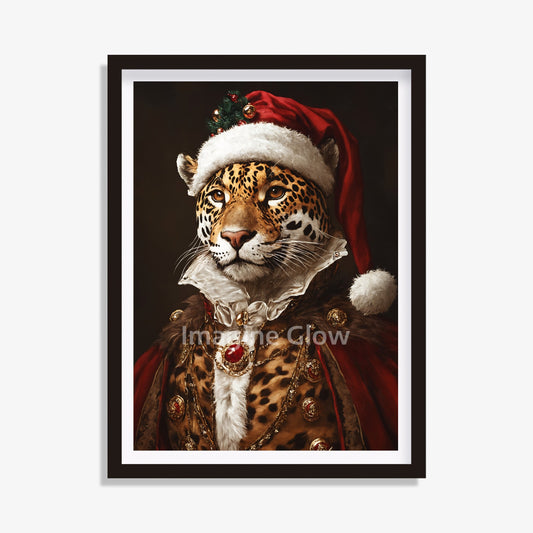 Jaguar Christmas Art - Renaissance Animal Portrait