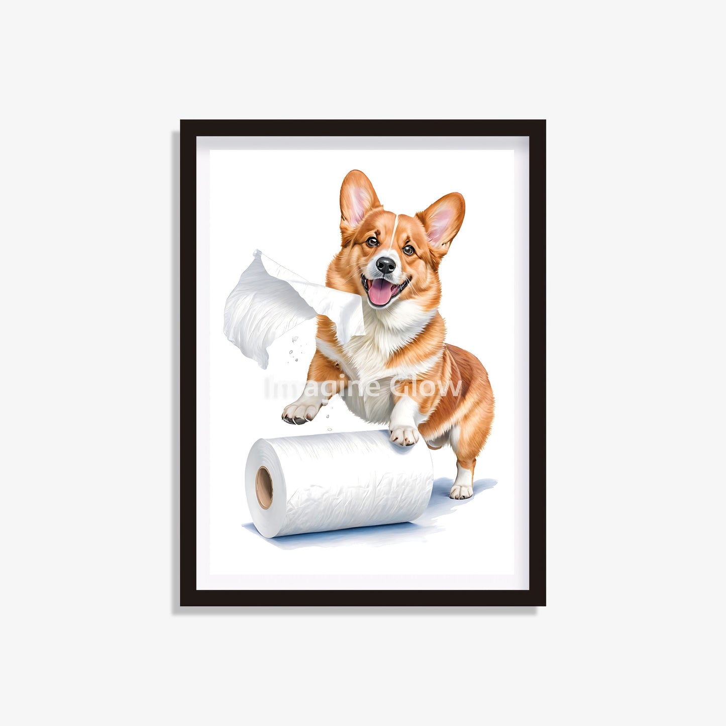 Welsh Corgi dog in toilet printable featuring a funny design