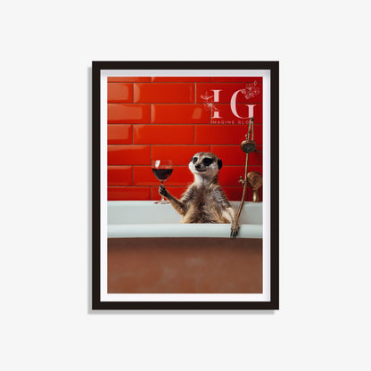 Meerkat in the bathtub printable with a cute meerkat illustration