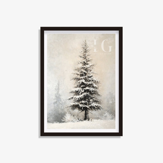 Printable winter Christmas tree art for festive wall decor