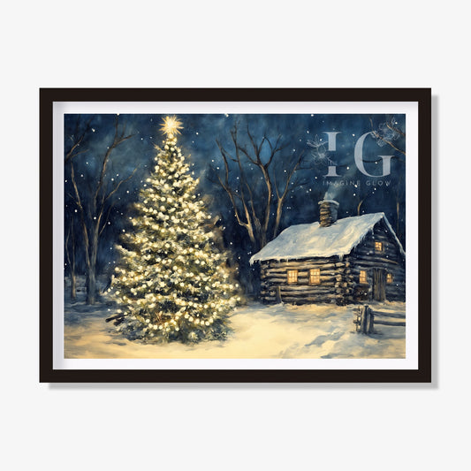 Winter log cabin artwork to enhance your seasonal home style