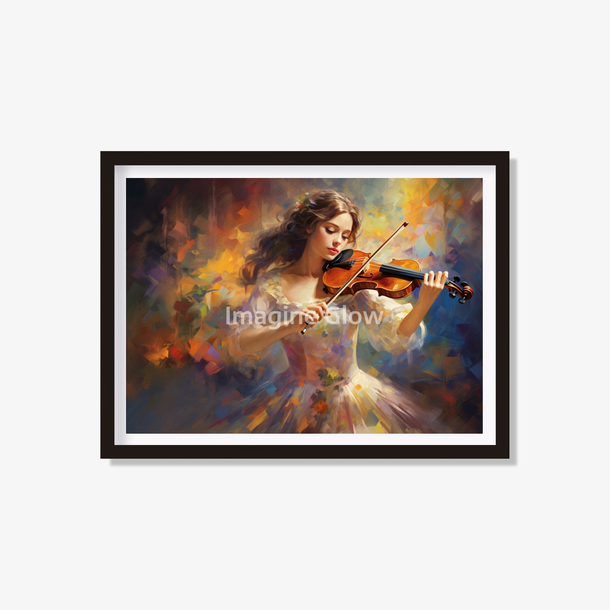 Elegant violinist art print for music room decor