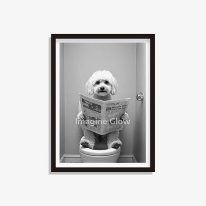 Maltese dog in toilet printable featuring a funny design