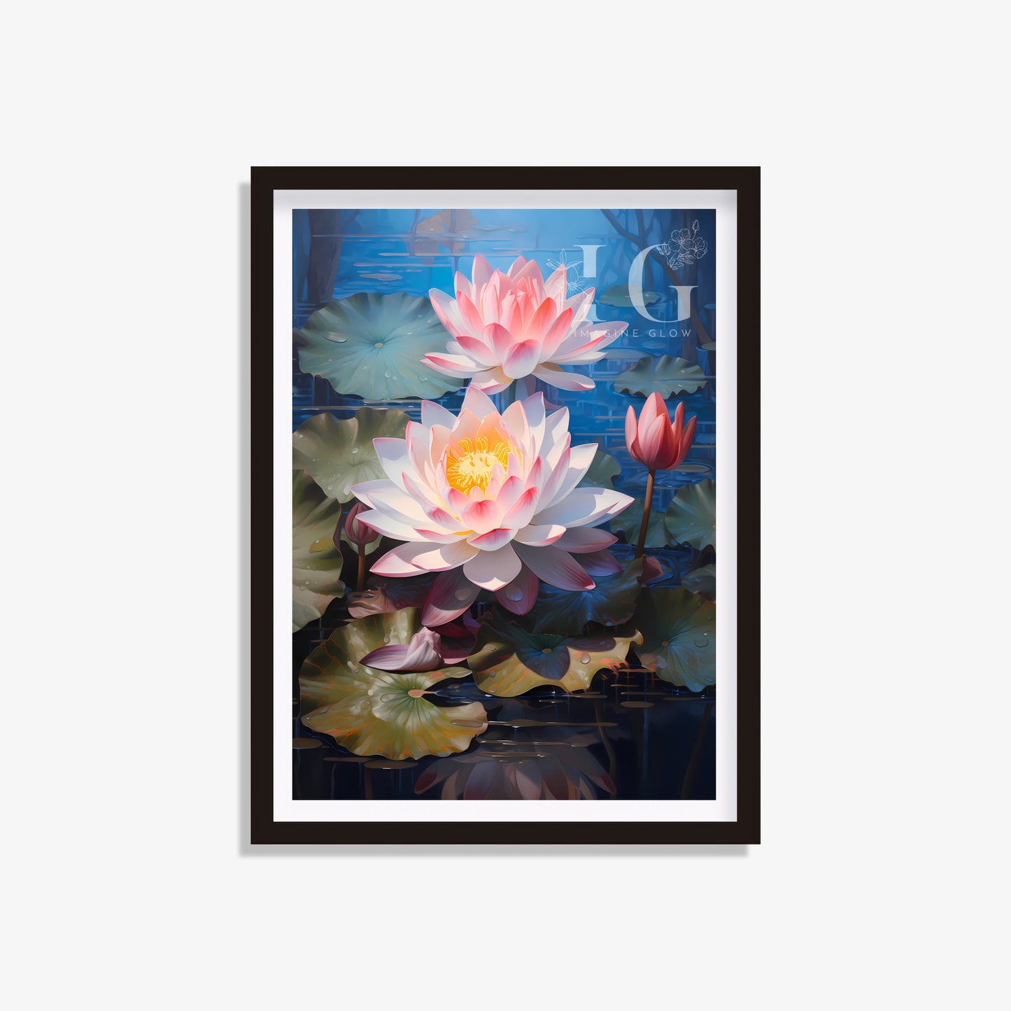 Printable lotus flower art print for calm and serene decor