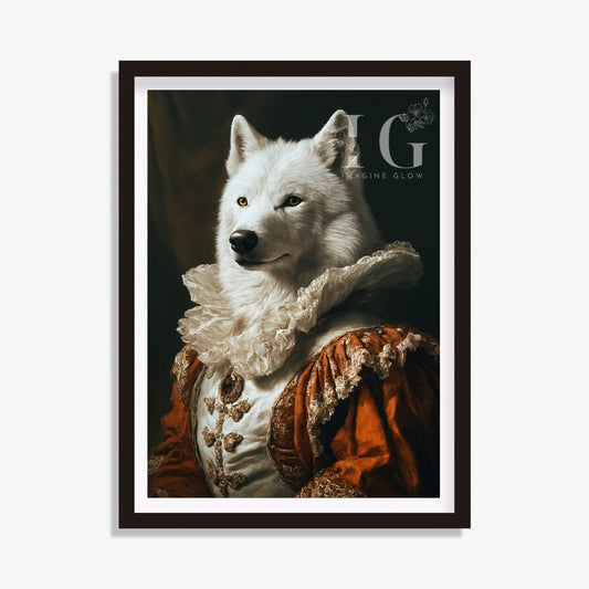 Renaissance White Wolf Art - Victorian Animal Portrait