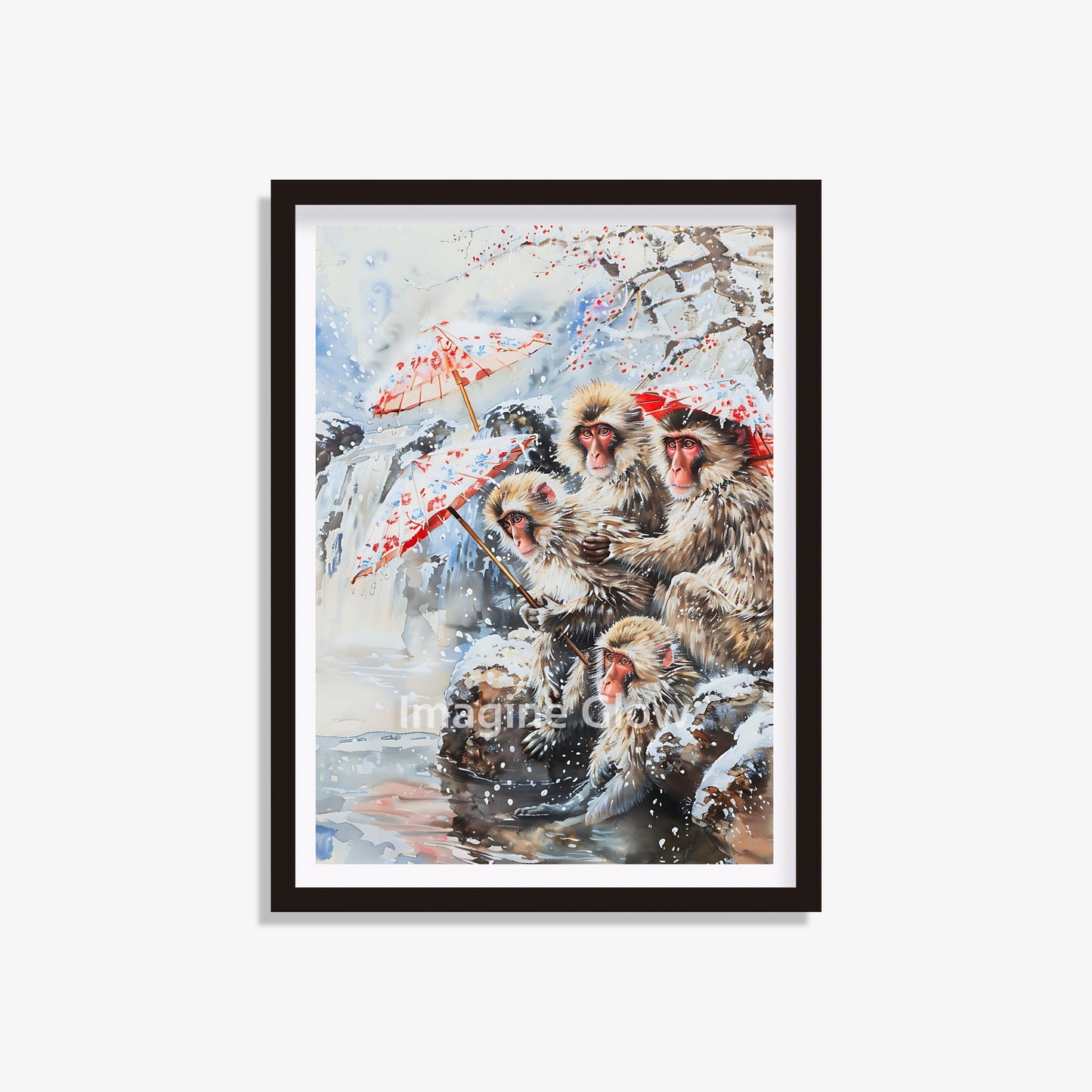 Printable wall decor of a monkey in a hot spring