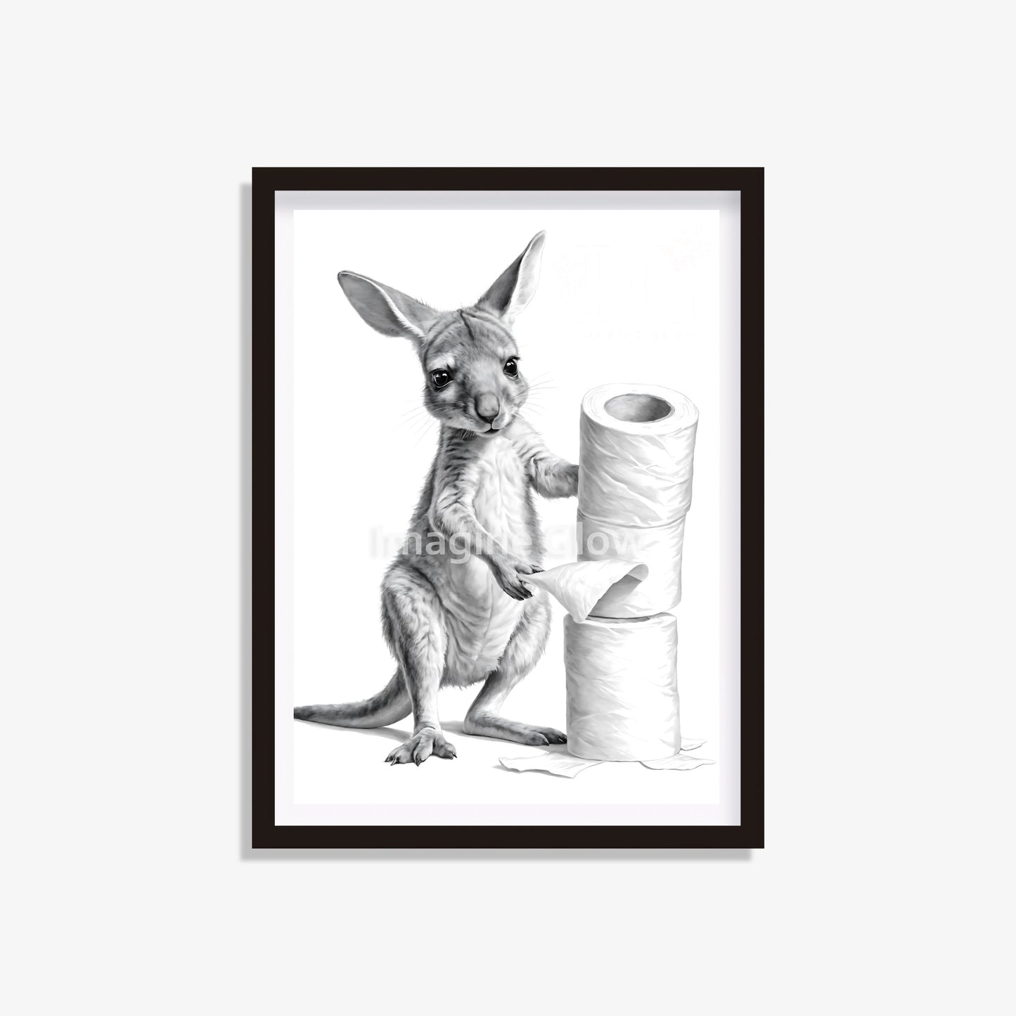 Kangaroo in toilet printable with a funny and colorful illustration