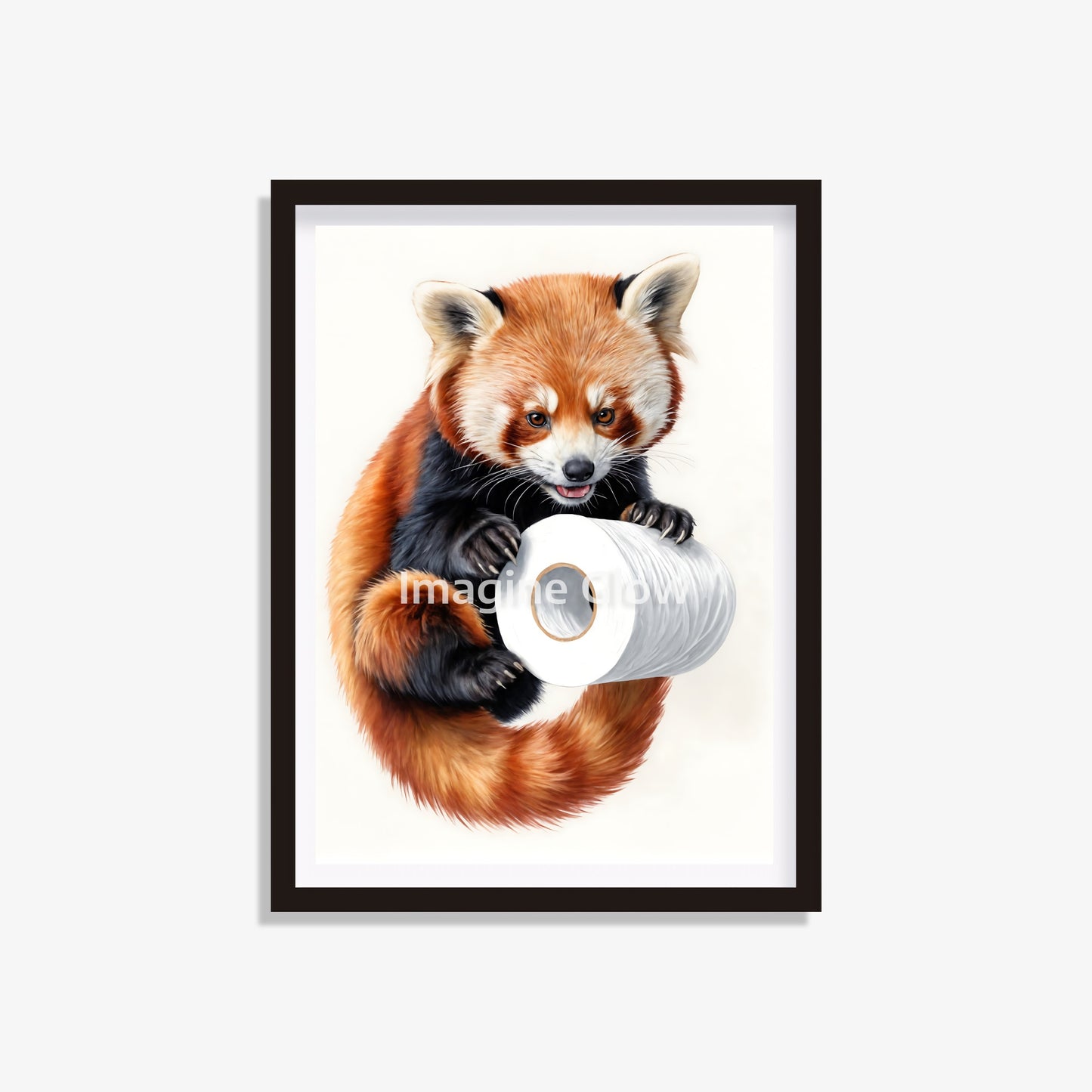 Red panda in toilet printable featuring a funny and colorful illustration