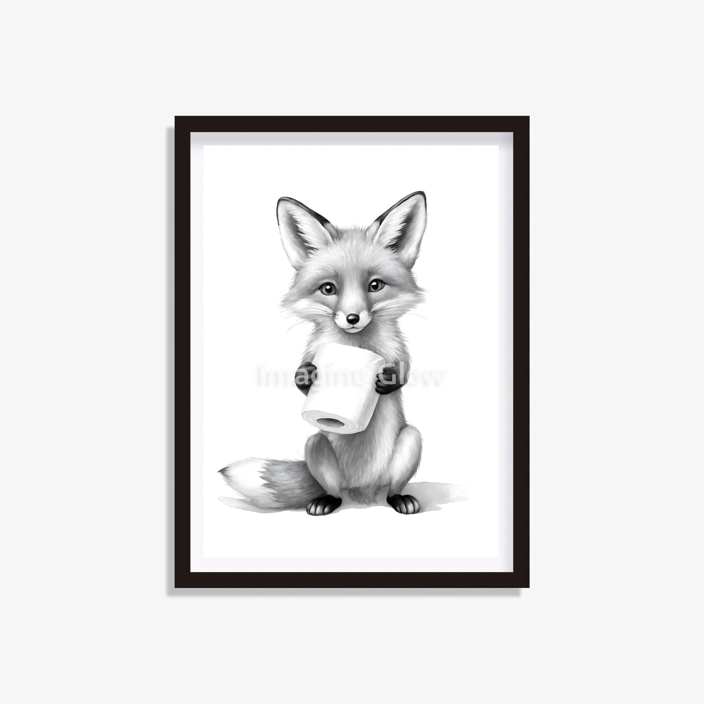 Fox in toilet printable with a funny animal illustration