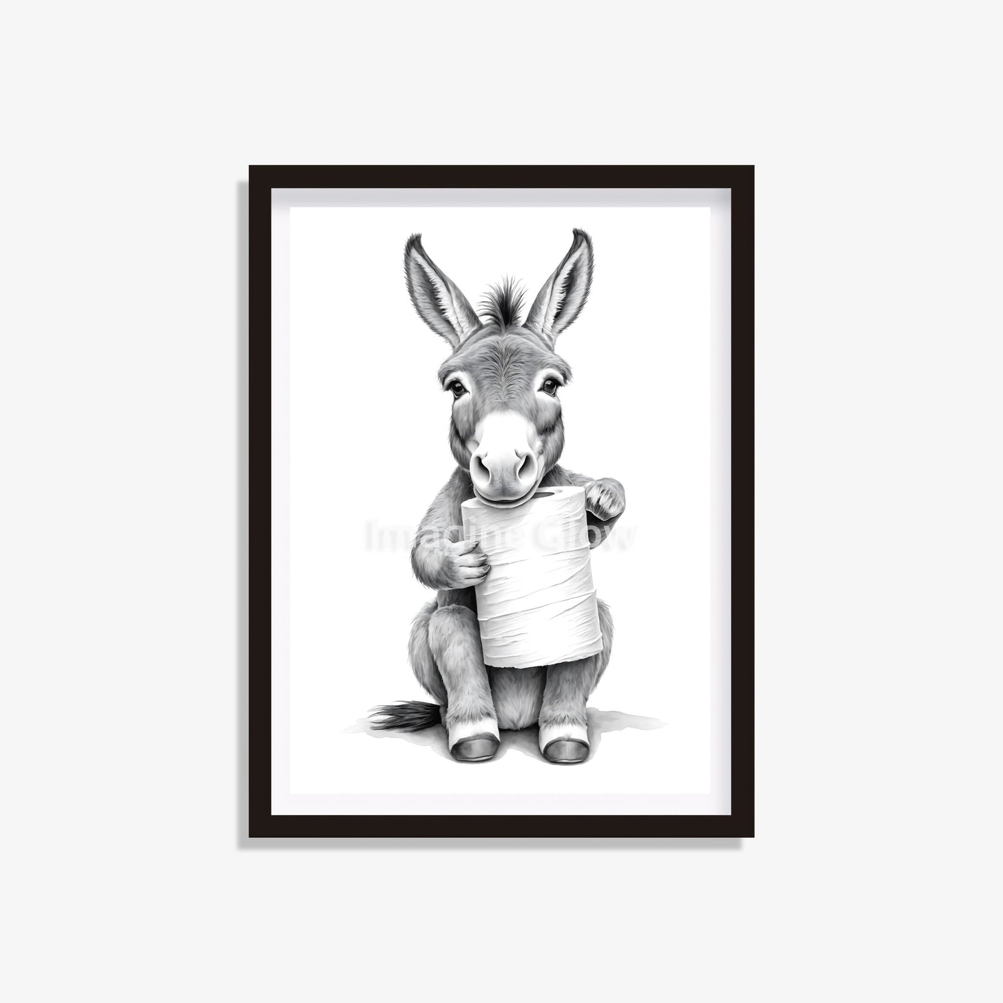 Donkey in toilet printable with a funny animal illustration