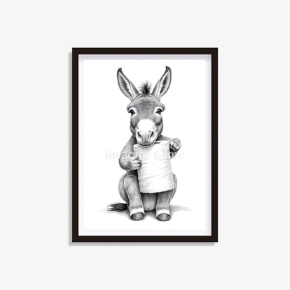 Donkey in toilet printable with a funny animal illustration