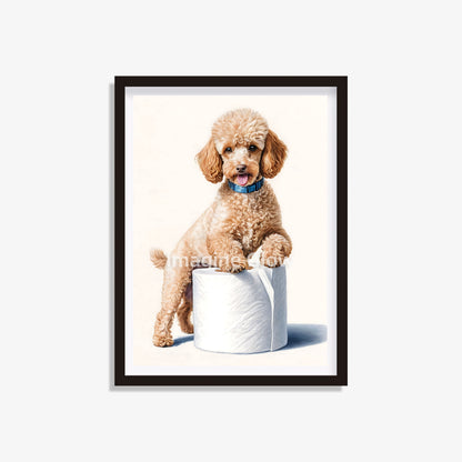 Poodle in the toilet printable featuring a humorous design