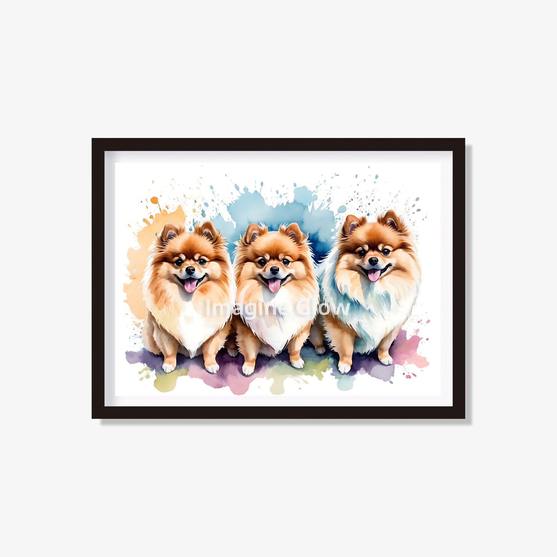 Adorable Pomeranian family printable art for nursery wall decor.