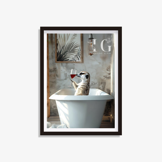 Meerkat in the bathtub printable featuring a cute animal illustration