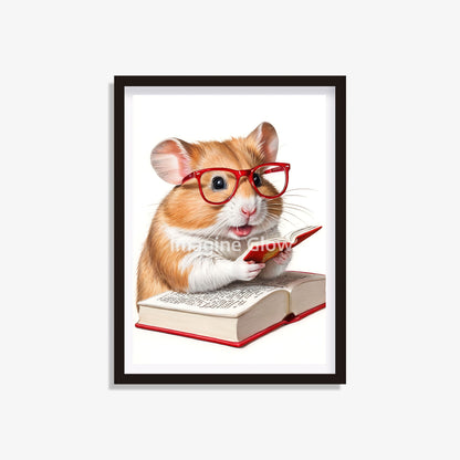 Humorous hamster art print for cozy reading nook decor