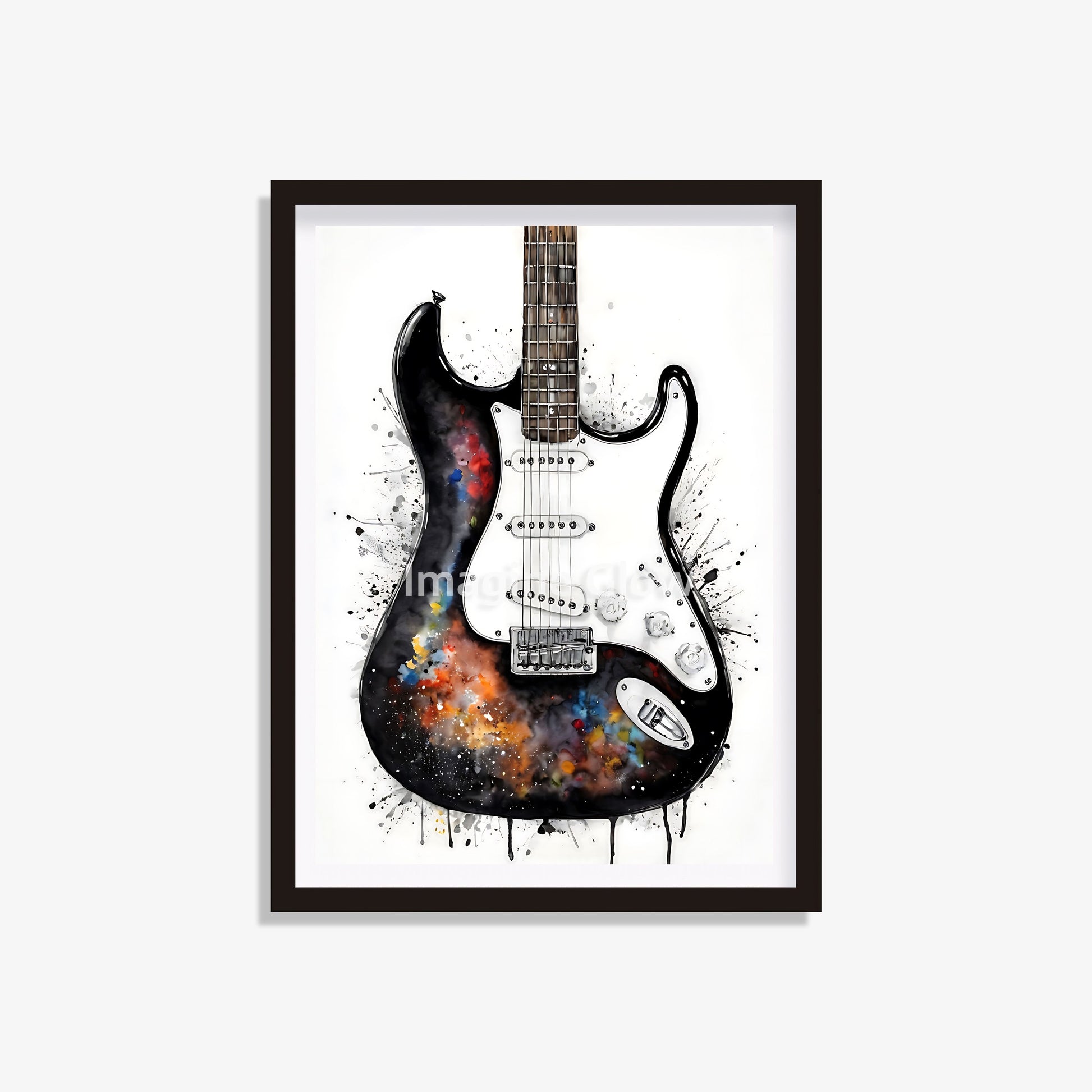 Striking wall art featuring an electric guitar illustration