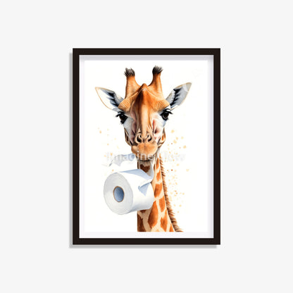 Giraffe in toilet printable with a funny and colorful illustration