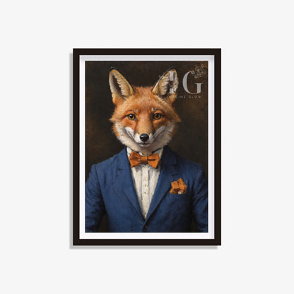 Printable Victorian fox portrait showcasing elegant design