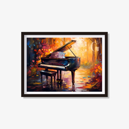 Music studio decor featuring a refined piano illustration