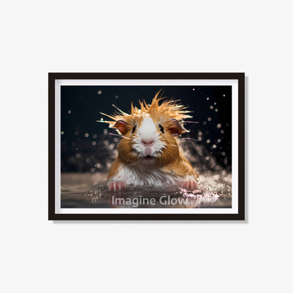 Guinea pig in the bathtub printable featuring a cute and colorful illustration