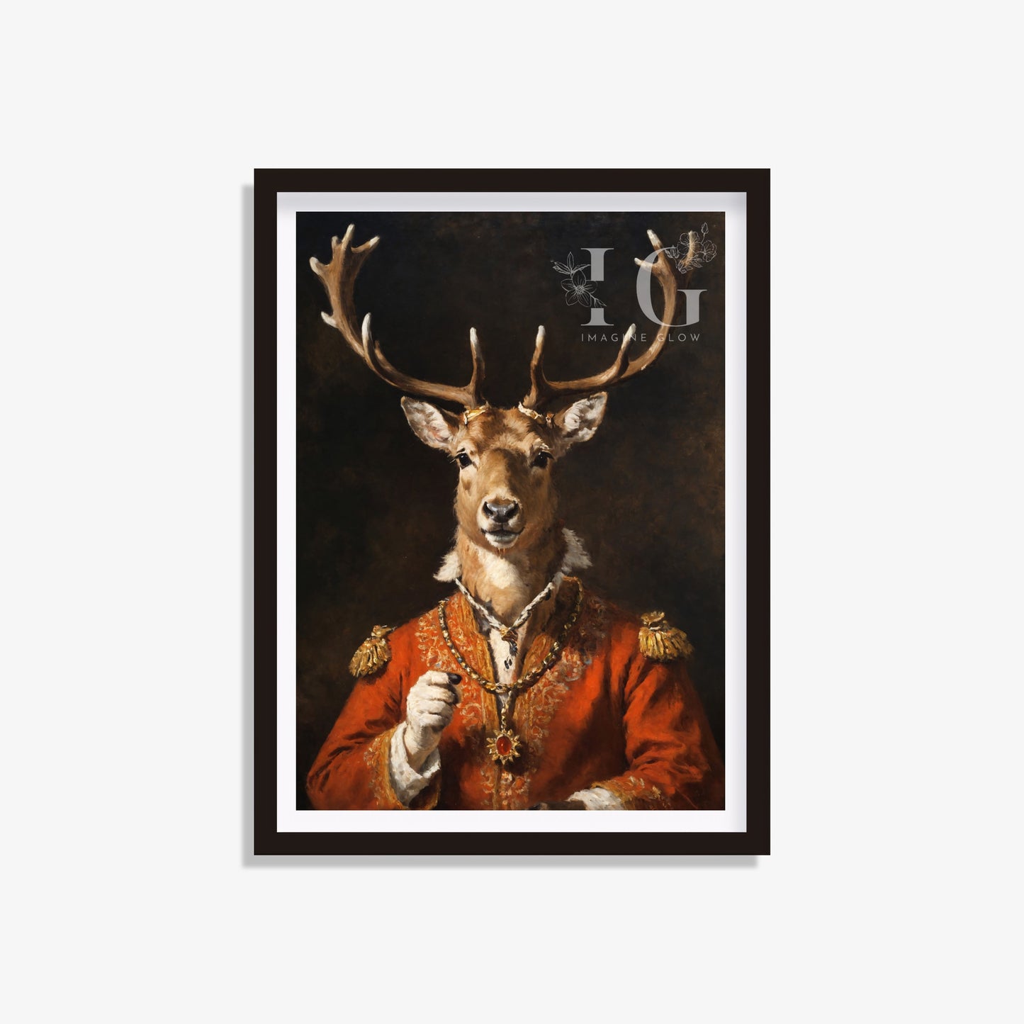 Printable animal portrait featuring an elegant reindeer design