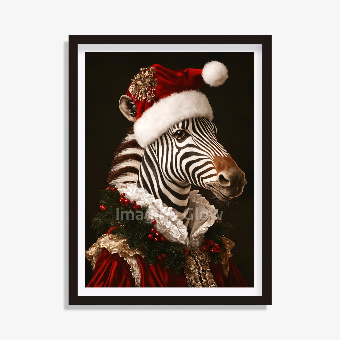 Zebra Christmas Art - Renaissance Zebra Portrait