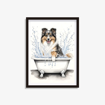 Shetland Sheepdog in toilet printable featuring a humorous design