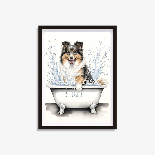 Shetland Sheepdog in toilet printable featuring a humorous design