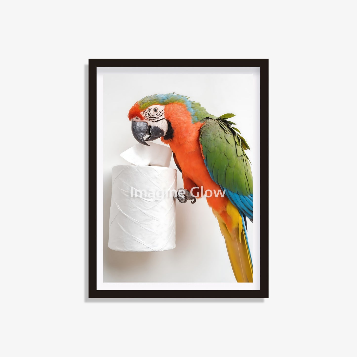 Parrot in toilet printable featuring a funny and colorful illustration