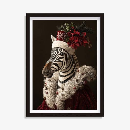 Zebra Christmas Art - Renaissance Zebra Portrait