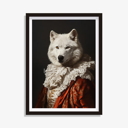 Aristocrat wolf printable art featuring a Victorian-style animal portrait.