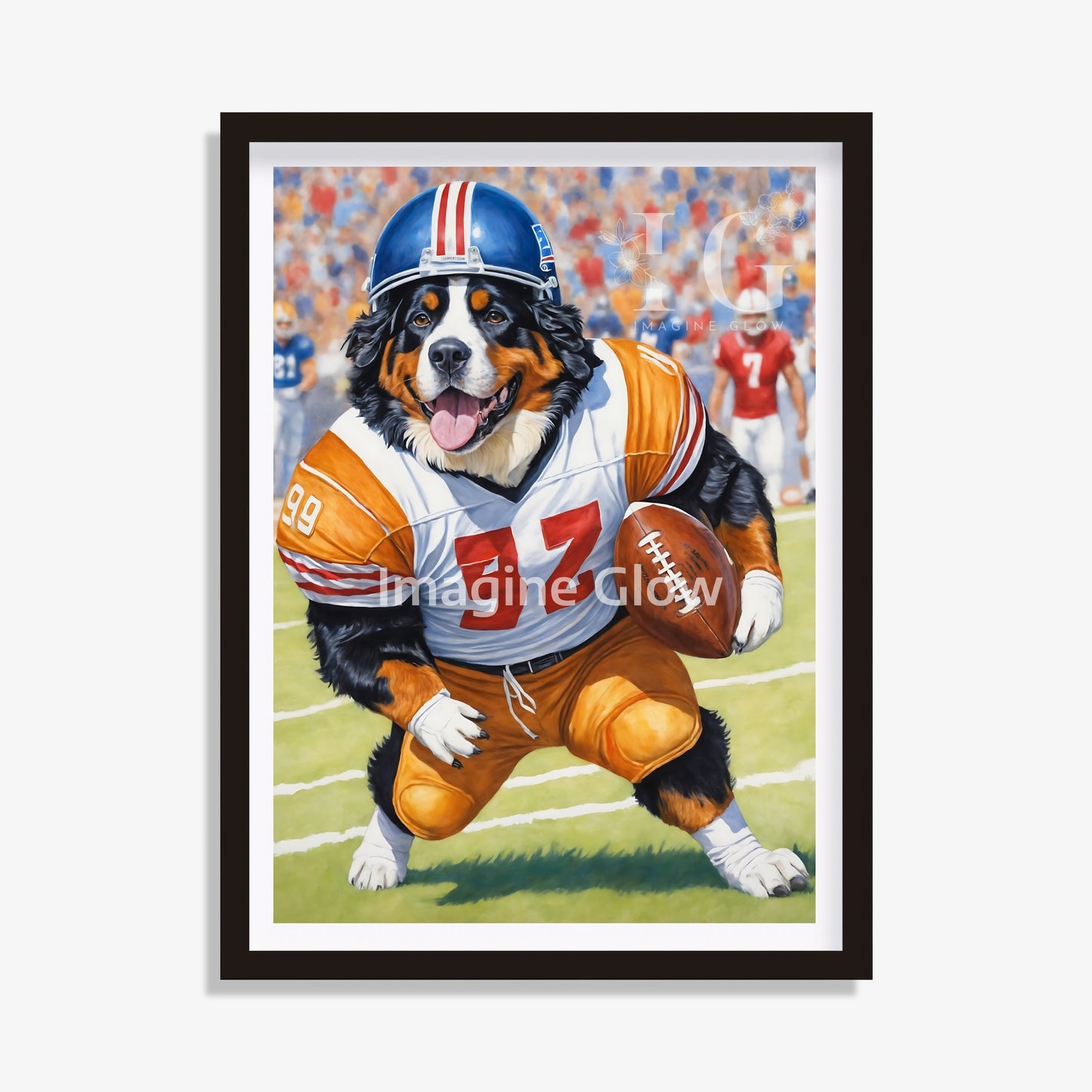 Football Art - Bernese Mountain Dog Sport Decor