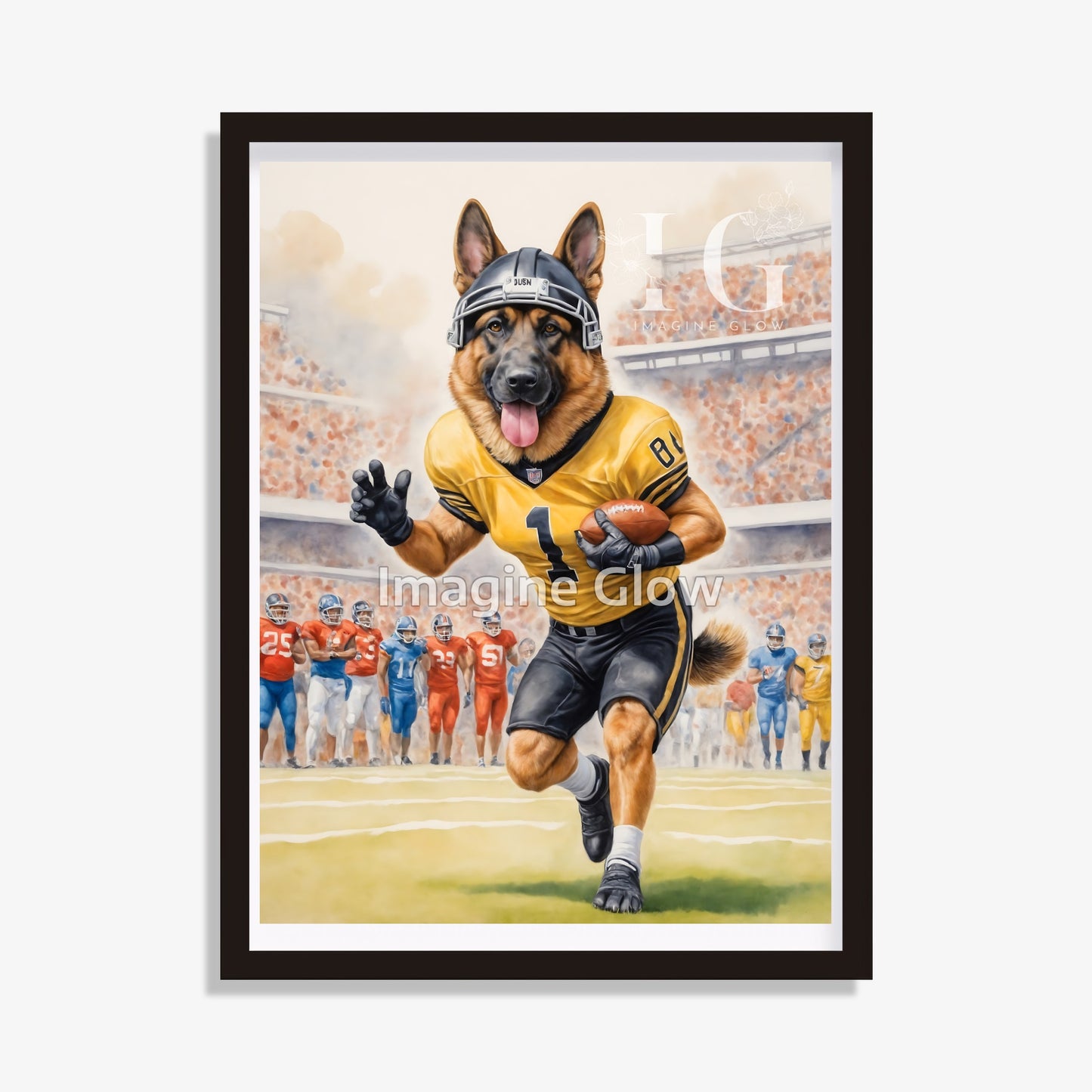 Football Art - German Shepherd Dog Sport Decor