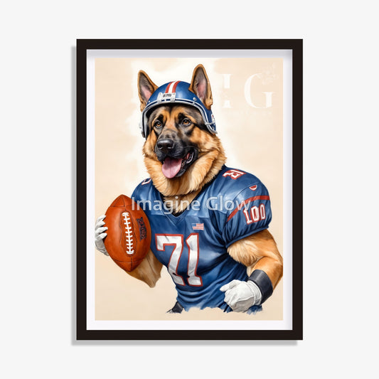 Football Art - German Shepherd Dog Sport Decor