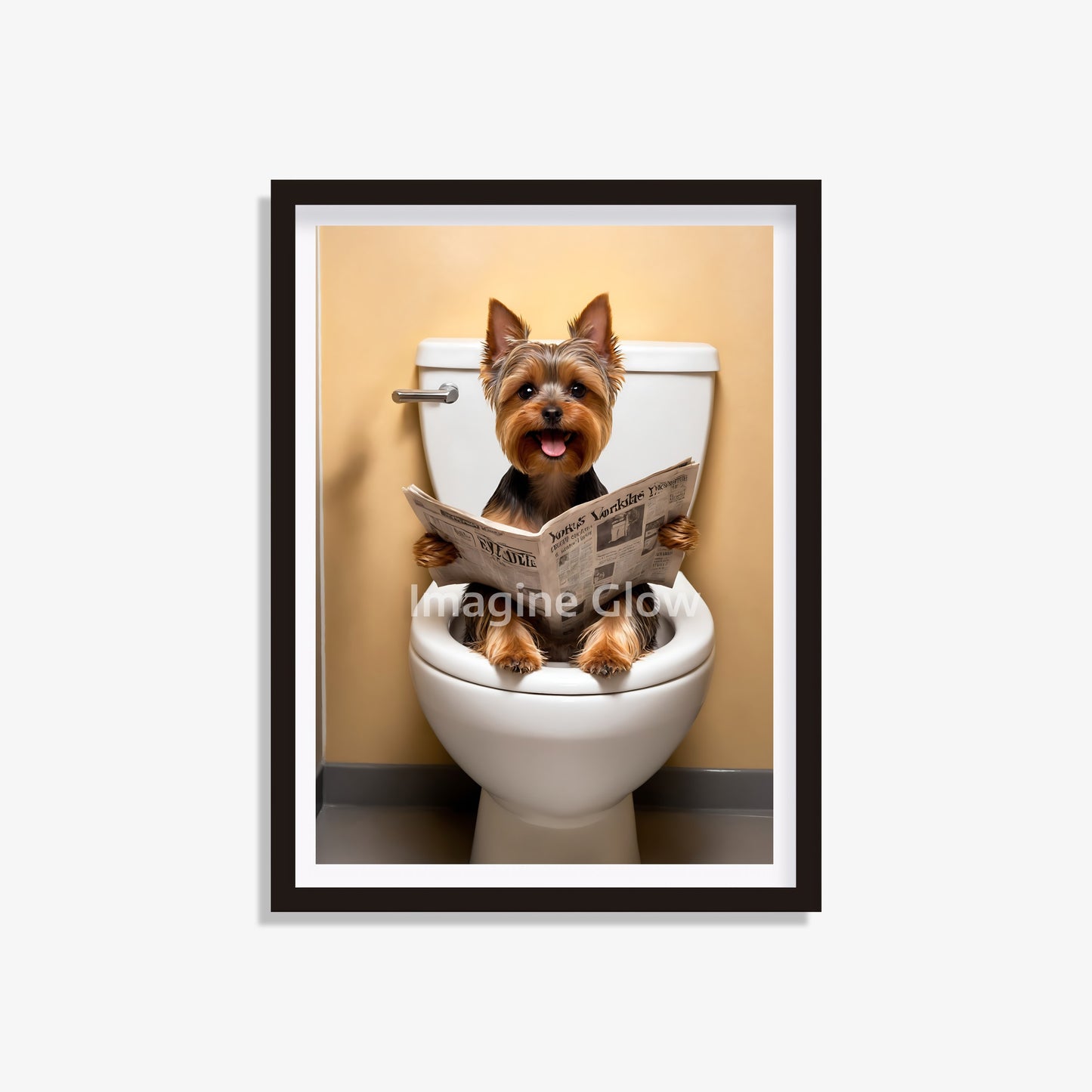 Yorkshire Terrier dog in toilet printable featuring a humorous design