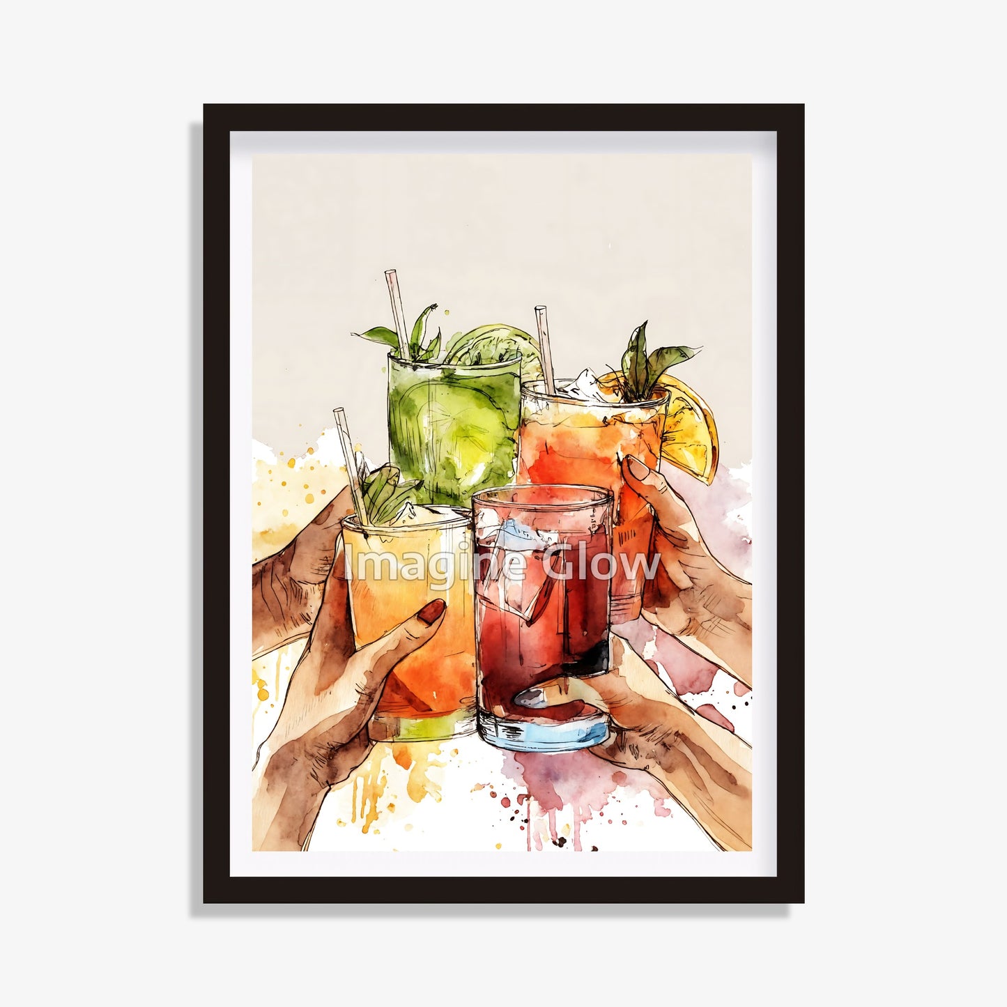 Vibrant art print celebrating cocktail culture for entertaining spaces