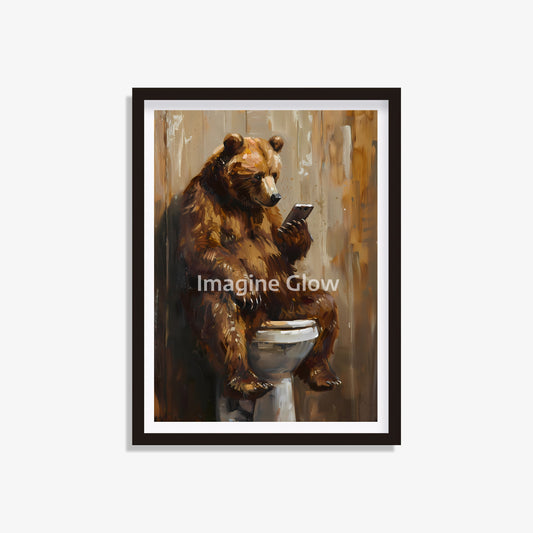 Printable bathroom wall art featuring a bear in a toilet.