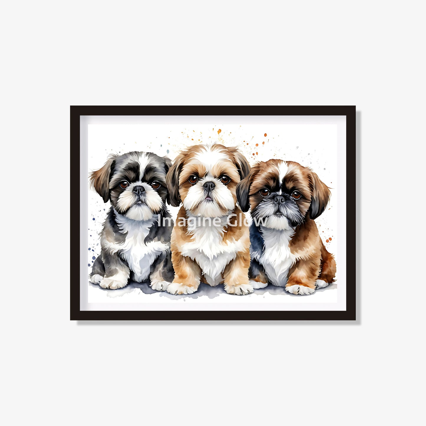 Cute Shih Tzu dogs art print for nursery wall decor