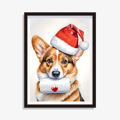 Welsh Corgi dog in toilet Christmas printable art for bathroom decor.