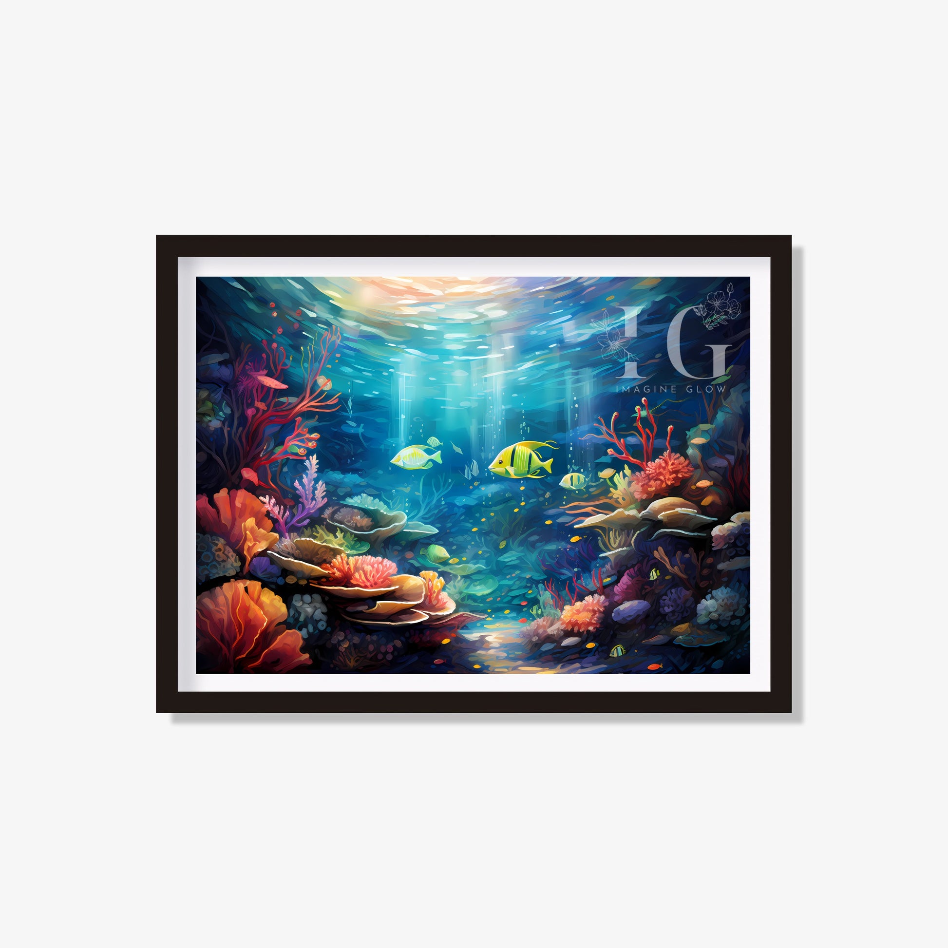 Vibrant underwater scene art print for ocean-inspired decor