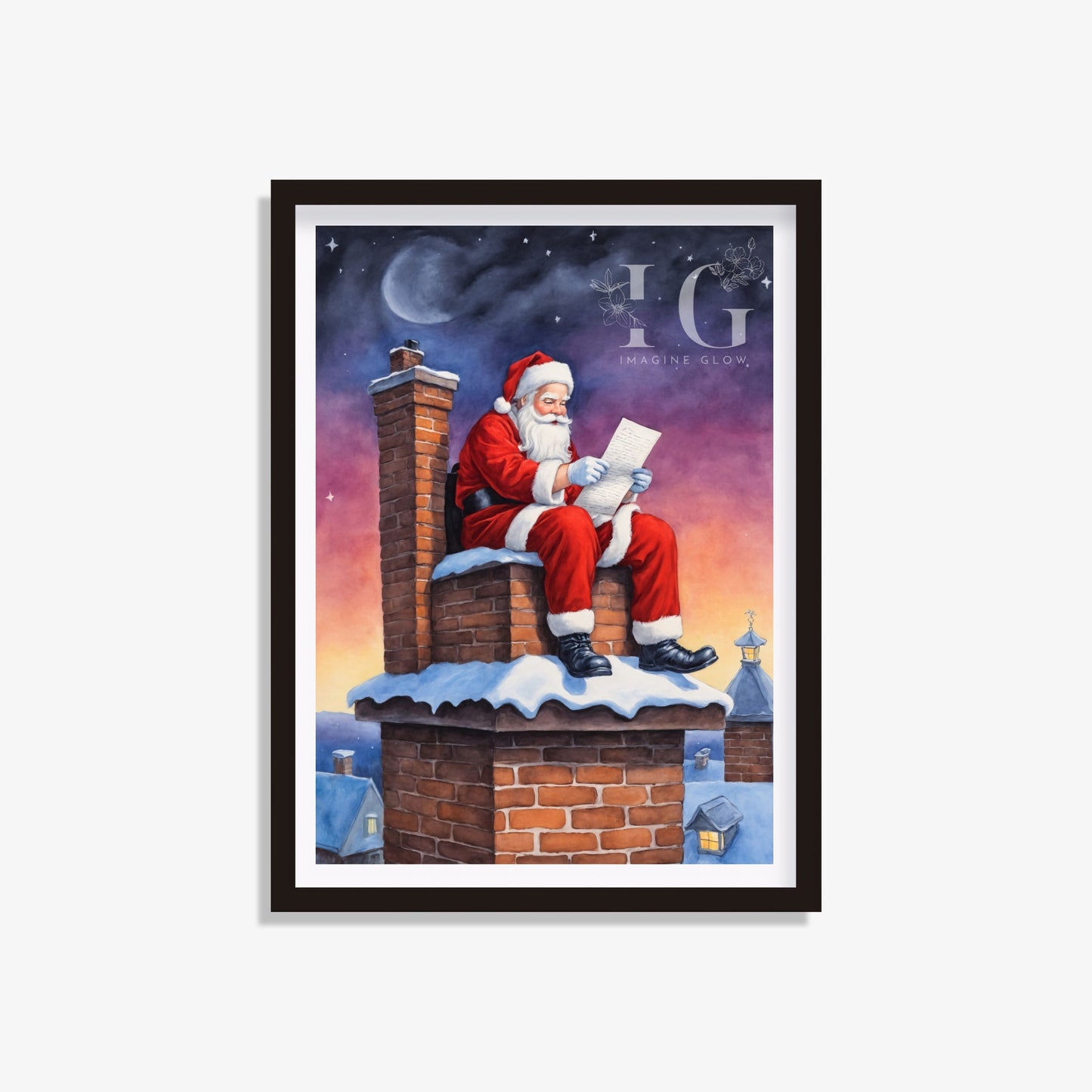 Printable Santa art print for Christmas decor